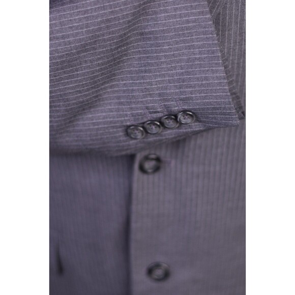 Merona Navy Gray Stripe Sport Coat 42L Polyester Blend Blazer 2 Button - Picture 8 of 13